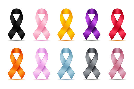 Colecci&oacute;n de lazos de conciencia multicolor para campa&ntilde;as solidarias y causas sociales