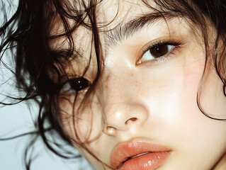 Young Asian beauty woman with korean makeup style, perfect clean skin 