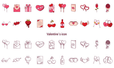 Romantic balloons icons. Vector