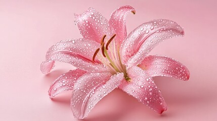 Fototapeta premium Pink Lily with Water Drops