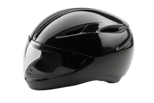 Sleek black motorcycle helmet stylish safety gear glossy finish protective headwear intense shine