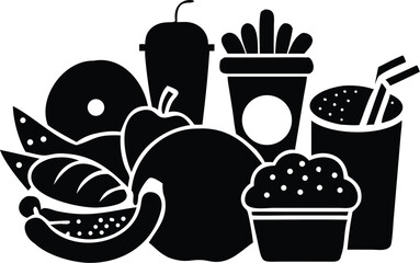 vector illustration of a pot of fruit