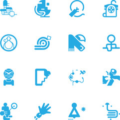 Flat Icon Silhouette Vector Set – 20 Unique Style Icons Aligned in Square Grid Layout