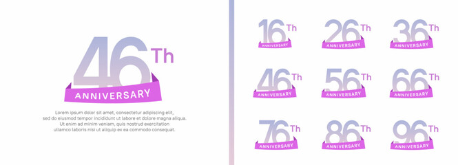 Fototapeta premium set of anniversary logo style purple ribbon. vector design purple color for celebration
