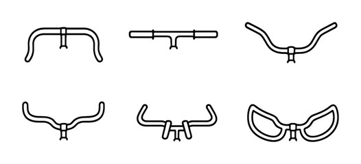 Collection of minimalist bicycle handlebar icons for design and decoration