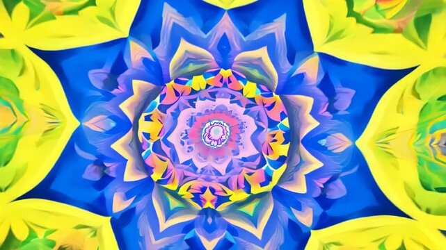 Colorful Retro Flower Tunnel Background with Groovy Abstract Patterns