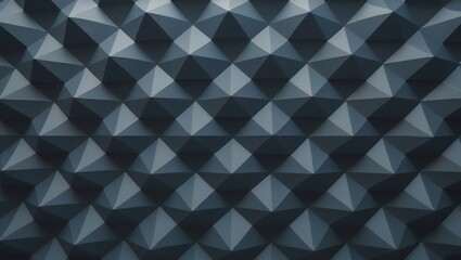 Fototapeta premium Polished, Semigloss Wall background with tiles. Triangular, tile Wallpaper with 3D, Black blocks. 3D Render