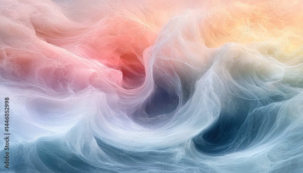 Poster Swirling waves of pastel colors create a dreamlike abstract composition full of movement and soft gradients in the background