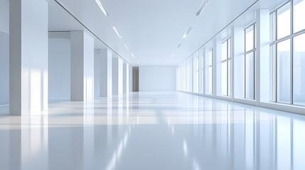 Modern office space minimalist design interior pure white background professional environment