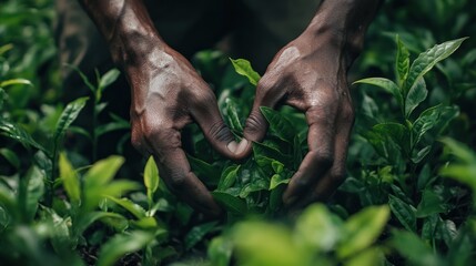 Obraz premium Gentle Hands Harvesting Tea Leaves