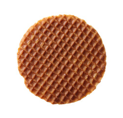 One tasty Dutch waffle isolated on white
