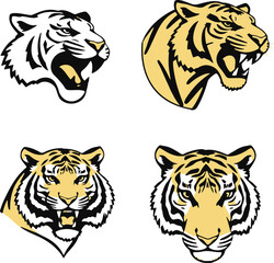 Tiger Vector Icons – Bold Outline Style