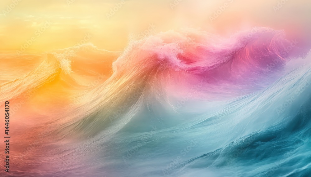 Leinwandbilder Swirling waves of pastel colors create a dreamlike abstract composition full of movement and soft gradients in the background