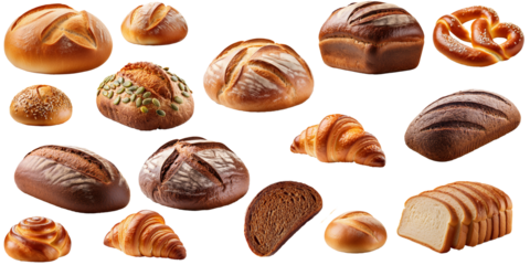 Brot  und Semmel set isoliert auf weißen Hintergrund, Freisteller 