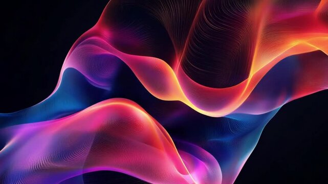 Abstract colorful waves flow, dark background, digital art, website header