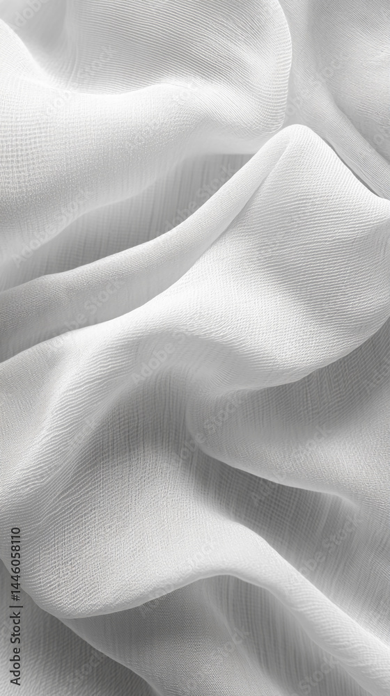 Poster white fabric texture, soft folds and gentle waves, showcasing elegance and simplicity, ideal for bac