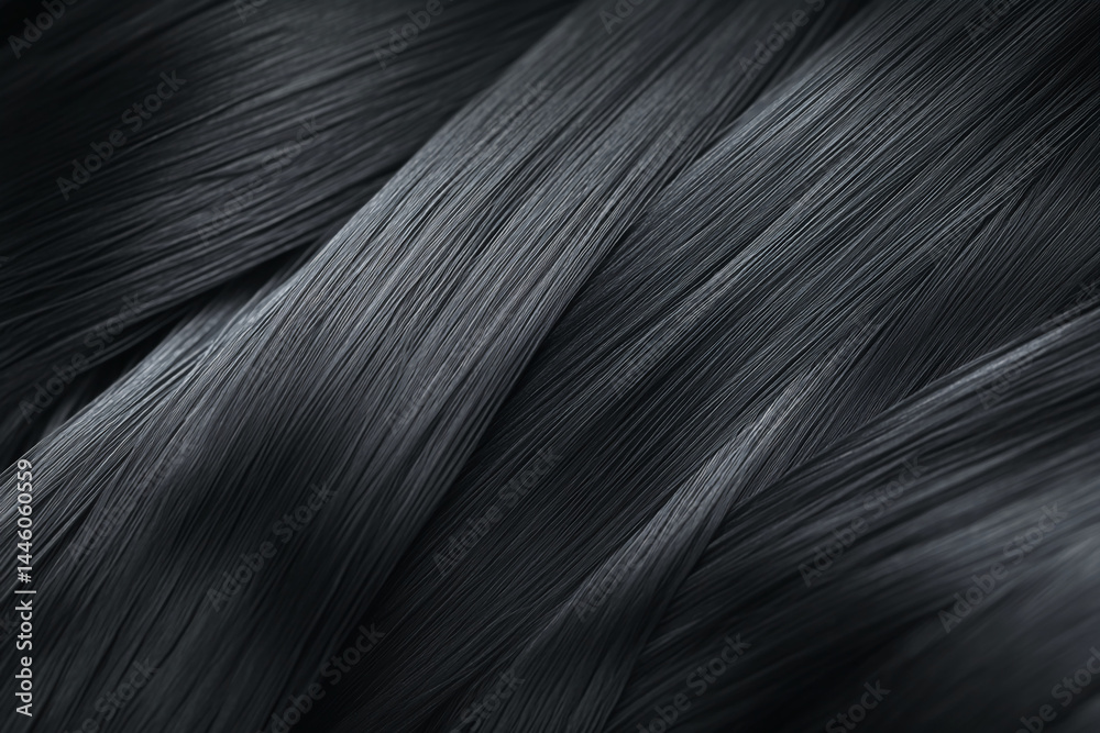 Poster dark gray strands intertwine, creating a sleek, textured pattern symbolizing elegance, sophisticatio