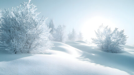 Obraz premium Winter wonderland scene snowy landscape nature photography serene environment soft lighting