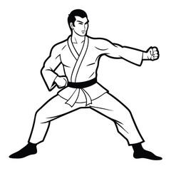 A martial-artist-in-a-powerful-karate-stance 