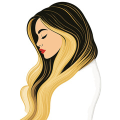 Naklejka premium Beautiful women with long hair vector illustration
