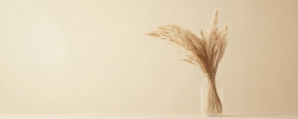 A beautiful display of dried pampas grass in a glass vase