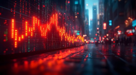 Stock Market and trading charts crashing And going Down chart in red color