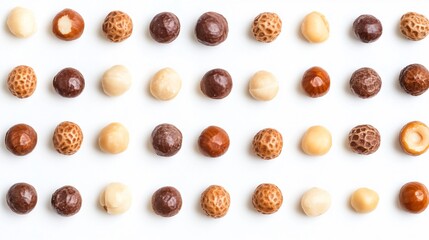 Obraz premium Assorted Shelled Macadamia Nuts Arrangement for Nutty Food Photography