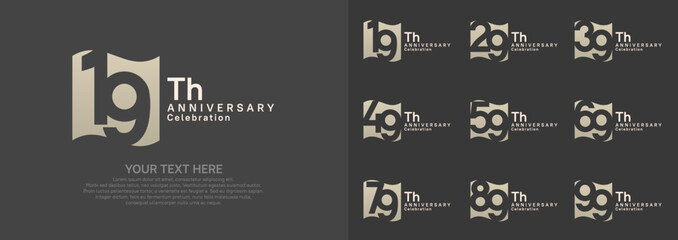 Fototapeta premium Anniversary logo set vector design, brown color for celebration event