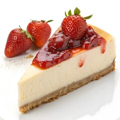 Strawberry-Topped New York Cheesecake Slice 