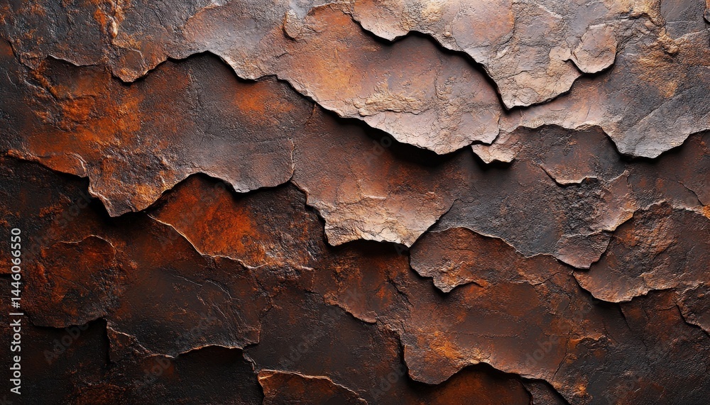 Poster detailed texture of natural slate stone surfaces showcasing various shades of brown and gray in a ru