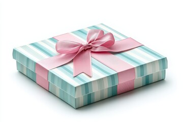 Obraz premium A lovely gift box with a pink ribbon perfect for any occasion Striped design soft light