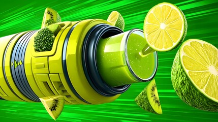 spinning a storm of ingredients into a glowing nutrient drink