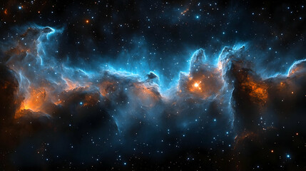 Fototapeta premium Cosmic Nebula with Blue And Orange Hues In Dark Space