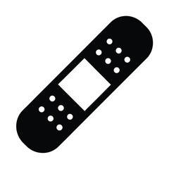 Black and white medical bandage illustration for wound care and first aid