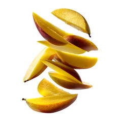 Juicy Mango Slices Falling Delicious Tropical Fruit Summer Food