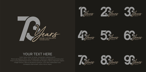 Anniversary logo set vector design, gray and brown color for celebration event