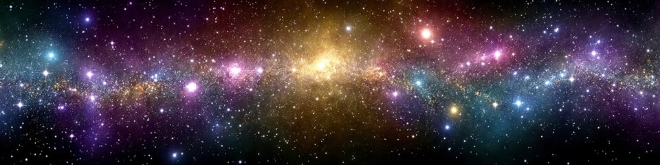 Un fondo espacial brillante con estrellas y polvo de colores vibrantes.