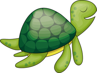 Cute Little Green Sea Turtle Cartoon
