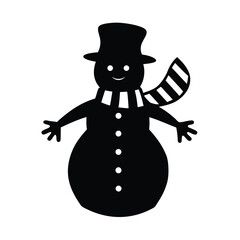 Snowman with Scarf Silhouette