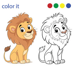 Cute Cartoon Lion Coloring Page for Kids – Fun and Educational Animal Drawing