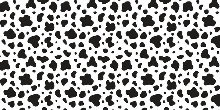 Seamless Cow Print Pattern &ndash; Black and White Animal Skin Texture

