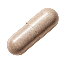 Beige capsule pill medicine health dietary supplement pharmacy one drug on transparent background