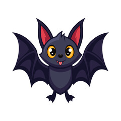 Cartoon Bat with Big Eyes on Transparent Background
