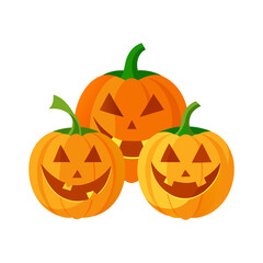 Carved Pumpkin Trio on Transparent Background