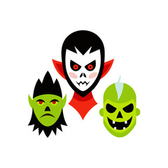 Halloween Mask Set on Transparent Background