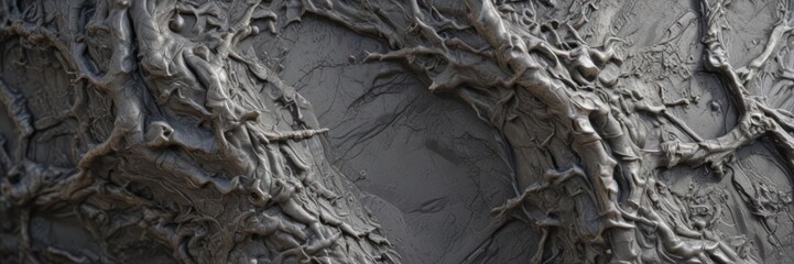 Obraz premium Gnarled grey metal, close-up; rough texture, reflective sheen , material, textured background, grey texture