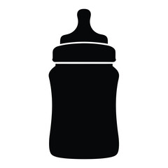 Black silhouette of a baby bottle used for feeding infants