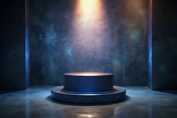 Subtle Textured Background with Display Pedestal Dramatic Lighting and Moody Ambiance