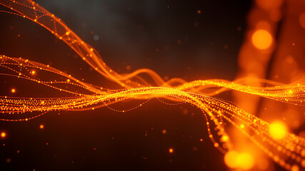 Abstract Orange Energy Flow Glowing Particle Trails and Dynamic Light Streaks