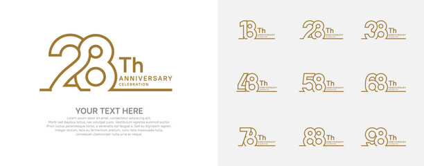 Anniversary logo set vector design, brown color for celebration event